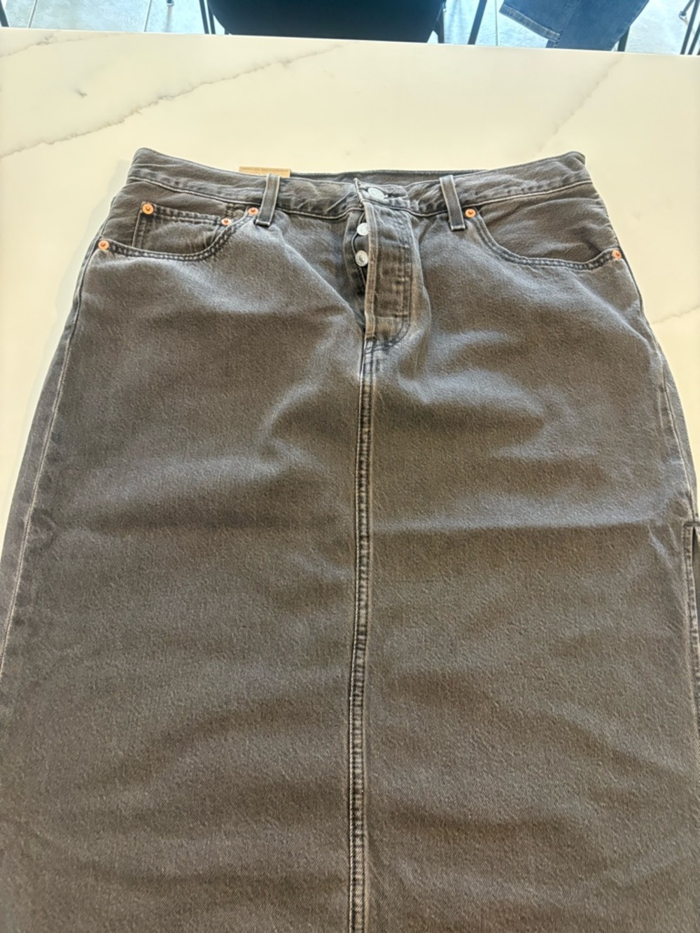 Levi's Washed Black Denim Jeans Waistband Detail